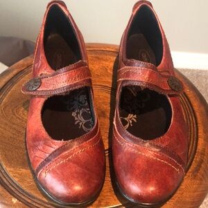 Aetrex Brown Leather Flats Topstitching EUC